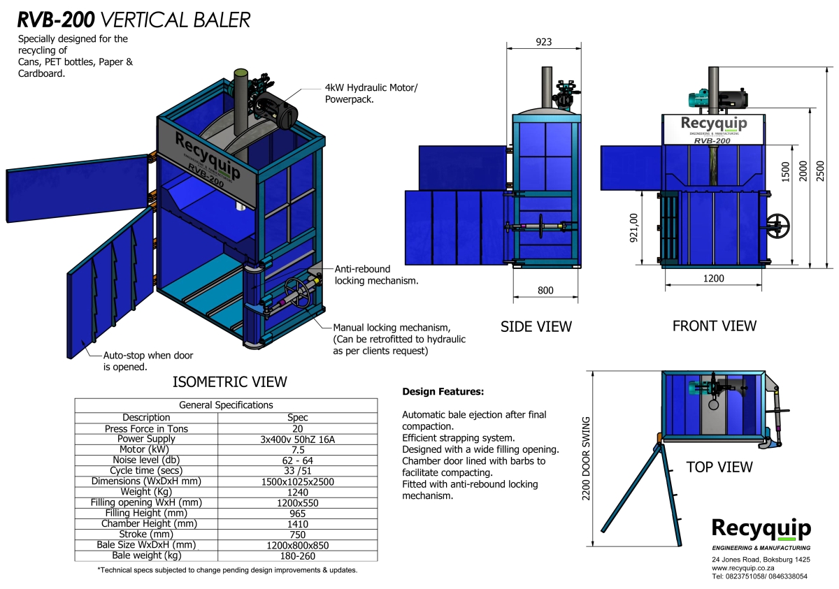 rvb-200 vertical baler catalogue brochure